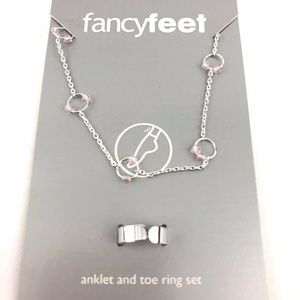Nine West Anklet & Toe Ring Set Pink Bent Toe Ring